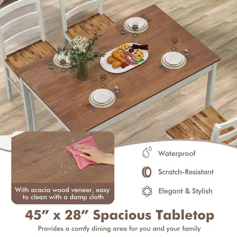 Ensemble de salle à manger 5 pièces, café/gris/naturel, 4 places assises