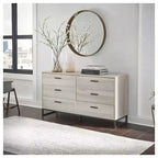 Commode à 6 tiroirs, brun clair naturel, finition grain de chêne, usage individuel