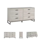 Commode à 6 tiroirs, brun clair naturel, finition grain de chêne, usage individuel